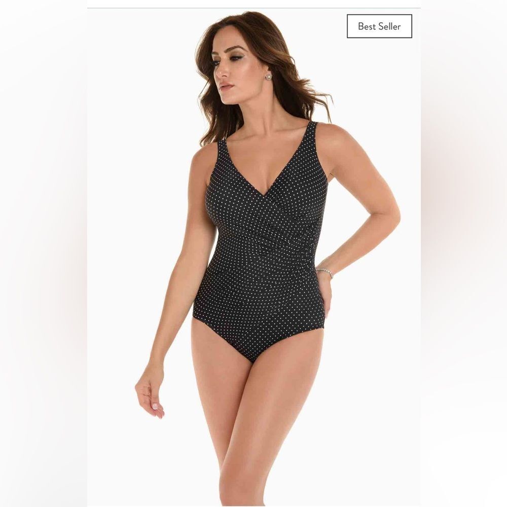 Miraclesuit Pin Point Oceanus One Piece Swimsuit in Black and White 16DD